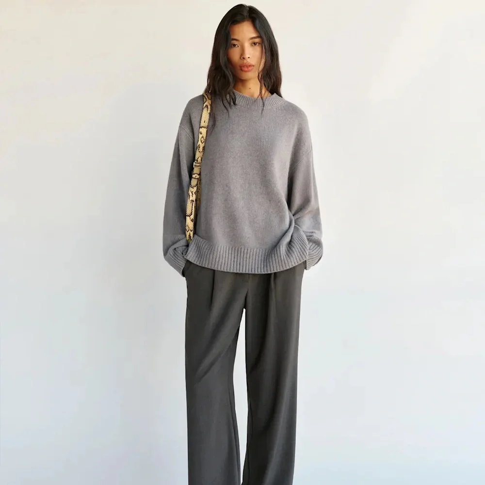 Reformation Cove Cashmere Oversized Crew in Husky - Picture 3 of 8